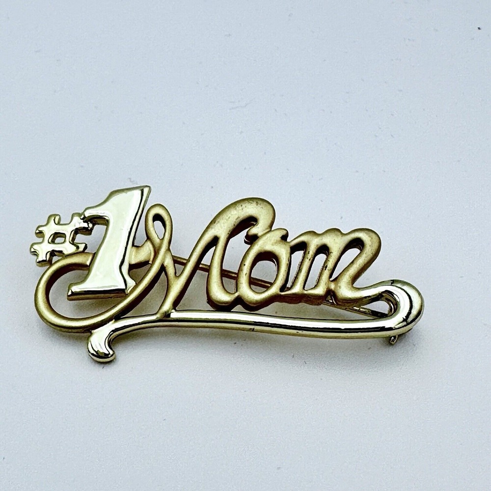 Number One‎ Mom Brooch Gold Tone Lapel Pin Mothers Day Gift Present